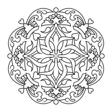 Circular floral ornament. Mandala. Vector clipart. Coloring page.