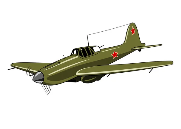 2戦闘機1943 第二次世界大戦中 ヴィンテージ飛行機 白色に隔離されたベクトルクリップ — ストックベクタ