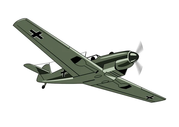 1937年型戦闘機109機 第二次世界大戦中 ヴィンテージ飛行機 白色に隔離されたベクトルクリップ — ストックベクタ
