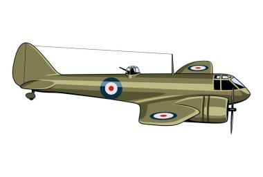 Bristol Blenheim Hafif Bombacısı (1935). İkinci Dünya Savaşı uçağı. Antika uçak. Vektör ortamı beyaza izole edildi.