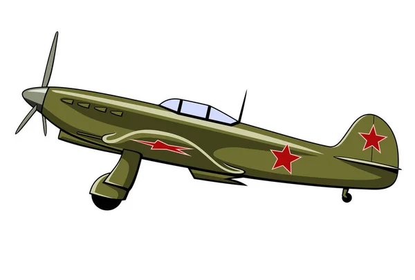 Jak 1戦闘機1940年 第二次世界大戦中 ヴィンテージ飛行機 白に隔離されたベクトルクリップ — ストックベクタ