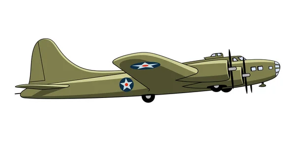 Ağır bombardıman uçağı B-17, Uçan Kale 1938. İkinci Dünya Savaşı uçağı. Antika uçak. Vektör ortamı beyaza izole edildi.