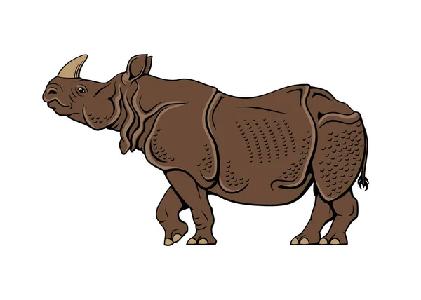 Armored Rhino Vector Clipart Isolited White — Vetor de Stock