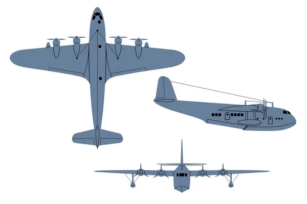 Korte Keizerlijke Vliegtuigen 1936 Bovenkant Vooraanzicht Vintage Vliegtuig Vector Clipart — Stockvector