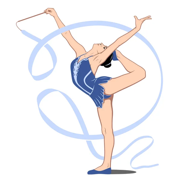 Gymnaste Avec Ruban Gymnastique Rythmique Style Pop Art Dessin Vectoriel — Image vectorielle