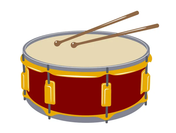 Bassdrum Drumstokken Muziekinstrument Vector Clipart Geïsoleerd Wit — Stockvector