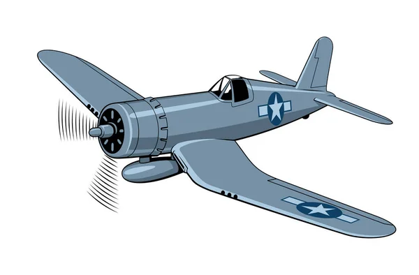 コルセアの空母戦闘機1942 第二次世界大戦中 ヴィンテージ飛行機 白色に隔離されたベクトルクリップ — ストックベクタ