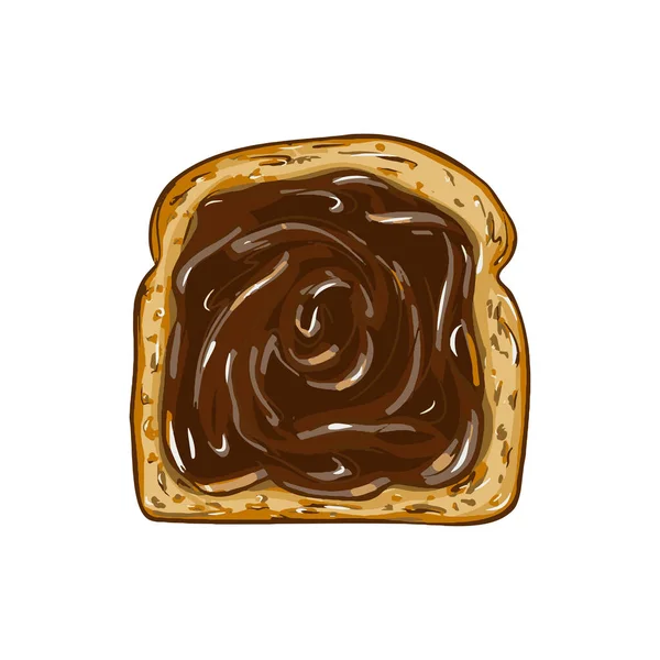Čokoládové Lískové Oříšky Namazané Toast Vektorové Ilustrace Izolované Bílém Pozadí — Stockový vektor