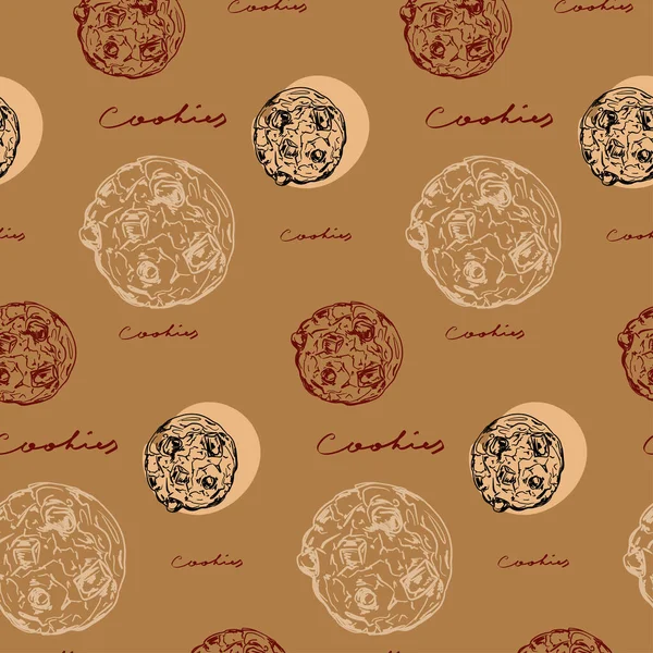 Απλή Κομψή Απεικόνιση Μοτίβο Διάνυσμα Cookies Στο Καφέ Φόντο Γυμνά — Διανυσματικό Αρχείο
