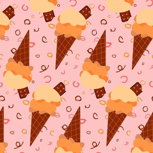 Basit düz kakaolu dondurma kalıbı. Gözleme külahında kakao dondurması ve pembe arka planda çikolatalı tatlı duvar kağıdı. Fırın tasarımı. Kafe menüsü. Paket kağıdı.