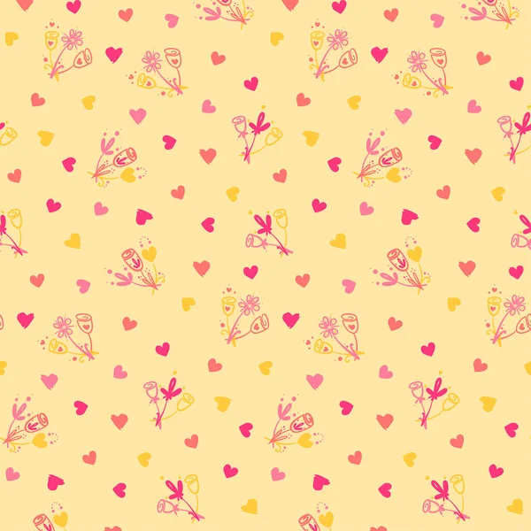 Basit soyut vektör çiçekli, dikdörtgen arka plan. Yaratıcı dekoratif çiçekler, halk tarzında. Aşk, kalp motivasyonu. Pastel sarısı, pembe renkler. Baskı, tekstil, kartlar, kıyafetler için tasarım.