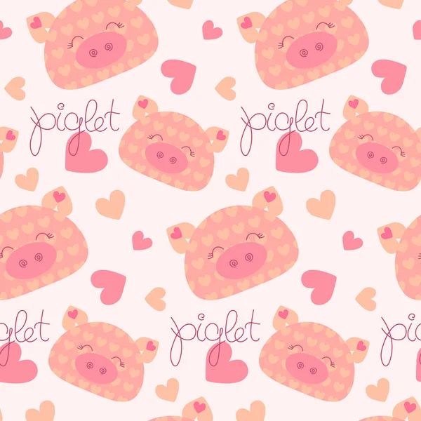 Basit pembe domuz yavrusu vektör deseni. Pembe domuzcuğa bayılırım. Gülümseyen domuz suratlı. Pembe kalpli duvar kağıdı. Pastel pembe renkler. Aşk havası. Çizgi film tarzı duvar kağıdı. Hediye. Paket kağıdı. Mektup. Kaligrafi.