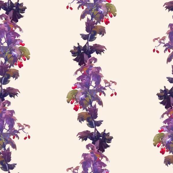 水彩画无缝图案秋枝山楂与成熟浆果 — 图库矢量图片
