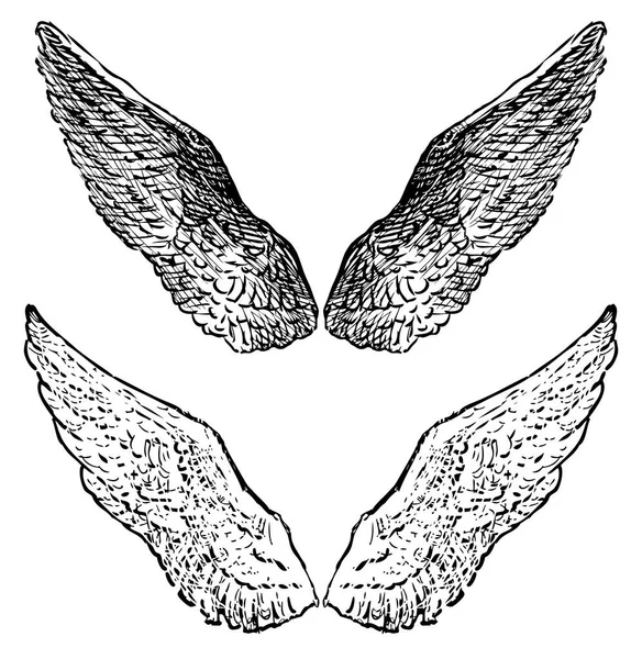 Skizzen Mythologischer Engel Und Dämonenflügel — Stockvektor