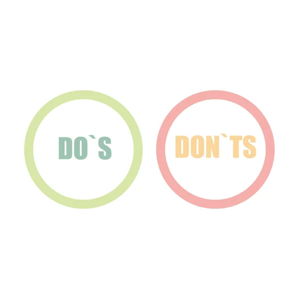 Beyaz arkaplanda Dos and Donts