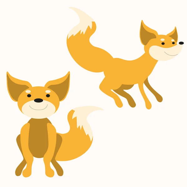 Cute Foxes Cartoon Characters Vector Illustration — Stock Vector