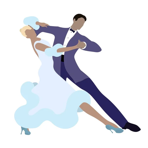 Paar Dansende Wals Man Vrouw Vector Illustratie — Stockvector