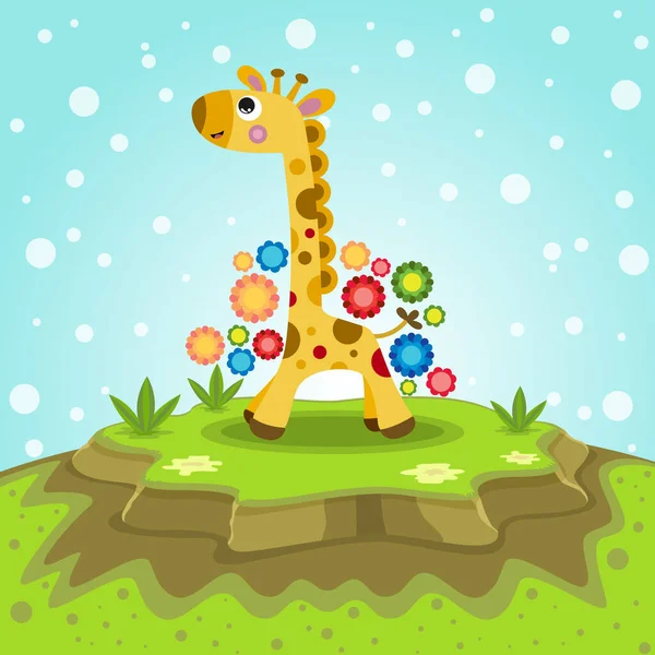 Cute Giraffe Cartoon Character Vector Illustrations Printing Advertising Book Covers — Stock Vector