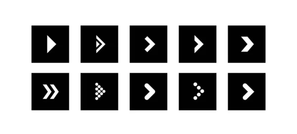 Set Schwarzer Pfeil Illustrationssymbole Form Eines Quadrats — Stockvektor
