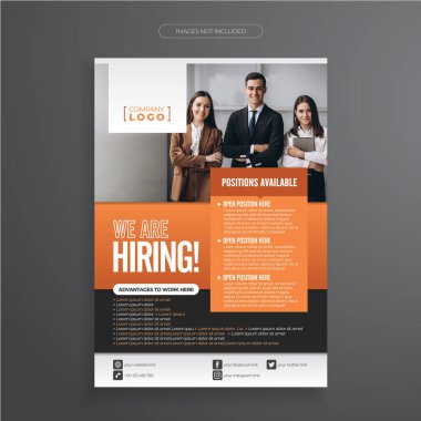 Çekici tasarımlar ve posterlerin şablonları sosyal medya ve turuncu temalı boş ilanlar.