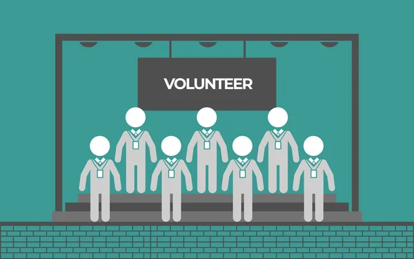 Gönüllü Yardım Faaliyetlerine Çeşitli Programlara Katılımın Temsilci Illüsü — Stok Vektör