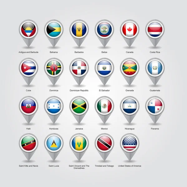 Diseño Vectores Iconos Puntos Referencia Países América Del Norte — Vector de stock