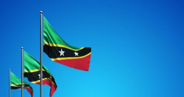 Mavi gökyüzünde uçan Azizler Kitts ve Nevis 'in 3D çizimi