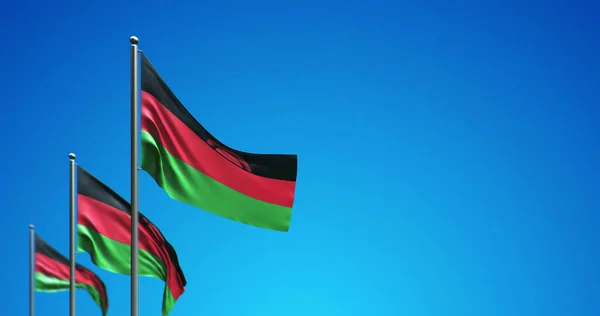 Ilustração Mastro Bandeira Voando Malawi Céu Azul — Fotografia de Stock