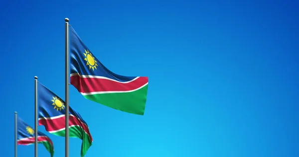 Ilustración Del Asta Bandera Que Vuela Namibia Cielo Azul —  Fotos de Stock