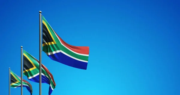 Ilustração Mastro Bandeira Voando África Sul Céu Azul — Fotografia de Stock