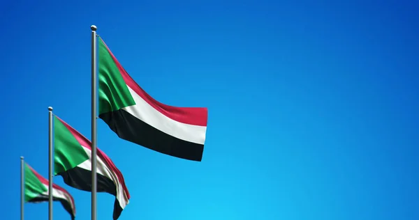 Illusztráció Zászlórúd Repülő Szudán Kék — Stock Fotó
