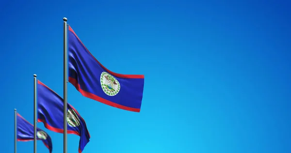 Bayrak Direğinin Mavi Gökyüzünde Uçan Belize Nin Boyutlu Çizimi — Stok fotoğraf