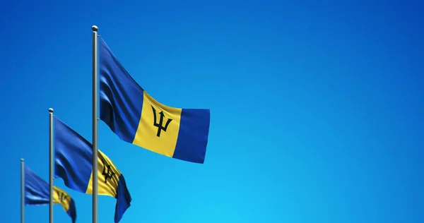 Ilustração Mastro Bandeira Voando Barbados Céu Azul — Fotografia de Stock