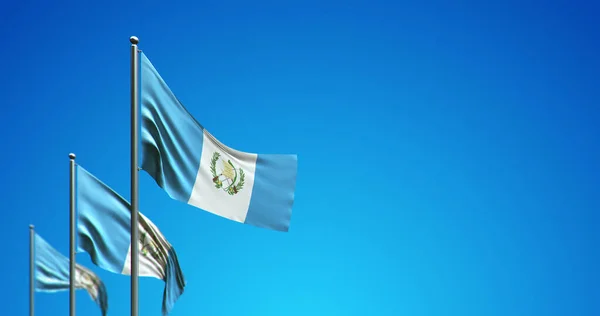 Ilustración Del Asta Bandera Que Ondea Guatemala Cielo Azul —  Fotos de Stock