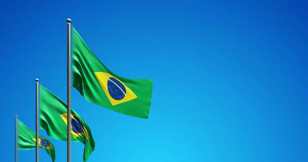 Illustration Flagpole Flying Brazil Blue Sky — Stock Photo, Image