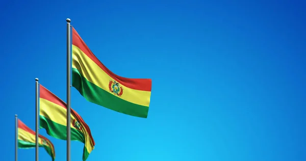 Illustratie Van Vlaggenmast Vliegend Bolivia Blauwe Lucht — Stockfoto