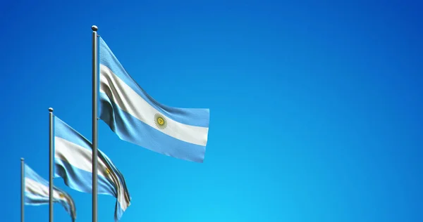 Illustration Flagpole Flying Argentina Blue Sky — Stock Photo, Image