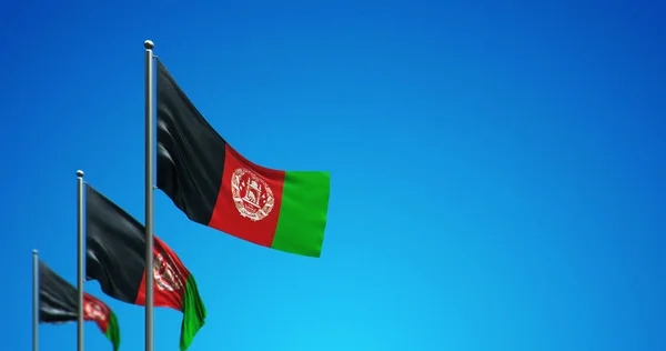 Ilustração Mastro Bandeira Que Voa Afeganistão Céu Azul — Fotografia de Stock