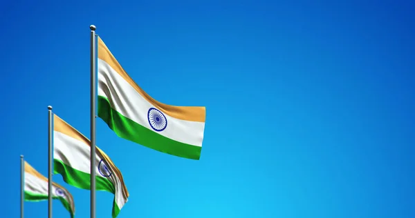 Ілюстрація Флагштока Літає Індії Синьому Небі — стокове фото