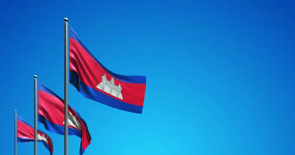 Ilustração Mastro Bandeira Voando Camboja Céu Azul — Fotografia de Stock