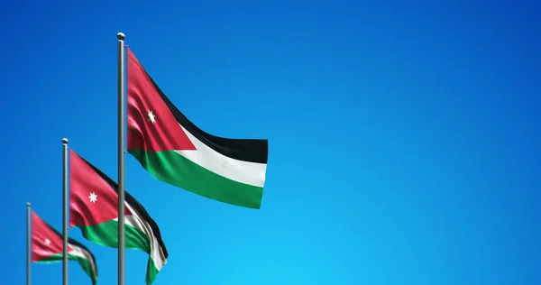 Εικονογράφηση Του Κονταριού Σημαίας Που Φέρουν Ιορδανία Στον Γαλάζιο Ουρανό — Φωτογραφία Αρχείου
