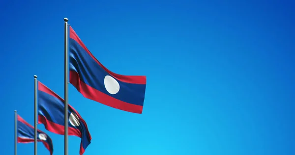 Ilustración Del Asta Bandera Volando Laos Cielo Azul —  Fotos de Stock