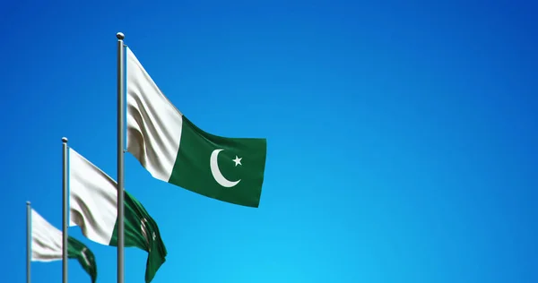 Ilustração Mastro Bandeira Que Voa Paquistão Céu Azul — Fotografia de Stock