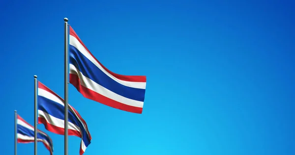 Ilustración Del Asta Bandera Que Vuela Tailandia Cielo Azul —  Fotos de Stock