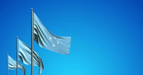 Ilustración Del Asta Bandera Volando Micronesia Cielo Azul — Foto de Stock