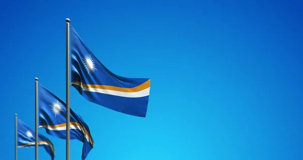 Illustratie Van Vlaggenmast Vliegende Marshall Island Blauwe Lucht — Stockfoto