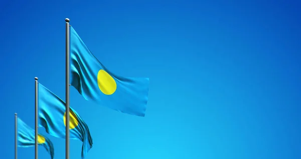 Mavi Gökyüzünde Dalgalanan Palau Bayrak Direğinin Boyutlu Çizimi — Stok fotoğraf