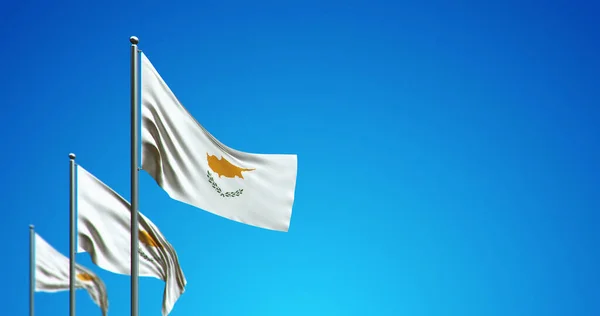Illustration Flaggstången Flyger Cypern Den Blå Himlen — Stockfoto