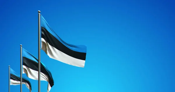 Mavi Gökyüzünde Estonya Dalgalanan Bayrak Direğinin Boyutlu Çizimi — Stok fotoğraf