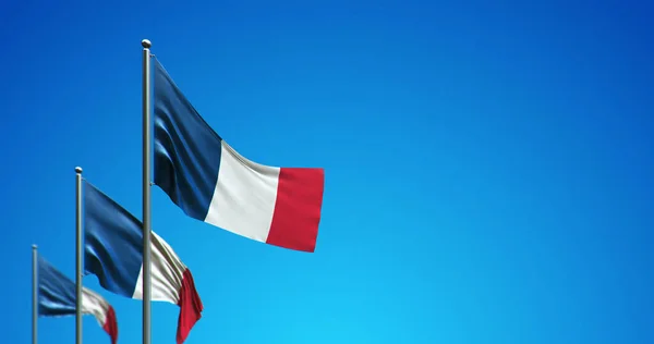 Illustration Flagpole Flying France Blue Sky — Stock Photo, Image